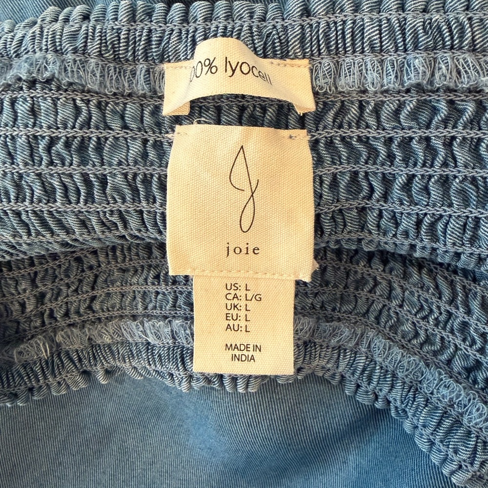 Joie 100% Lyocell Smocked High Waist Wide-Leg Pants in Denim Pockets Large - Picture 12 of 12